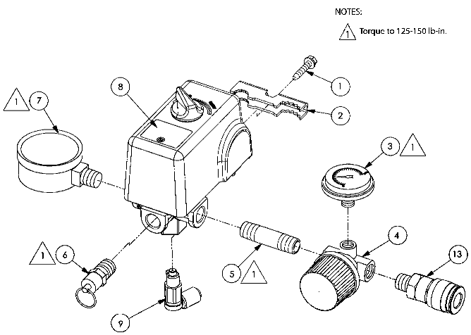 Manifold Diagram and Parts List for PXCMLC1683066 Type 1 Porter Cable Compressor